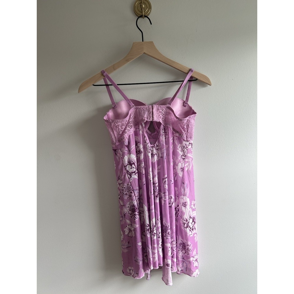 Large Pink Floral Nightgown Lace Bustier Babydoll Sleepwear Sexy Bridal Vibes - Picture 6 of 8